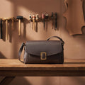 Genuine Cow Leather Shoulder Bag for Women, Soft Casual Crossbody Satchel with Zipper Closure