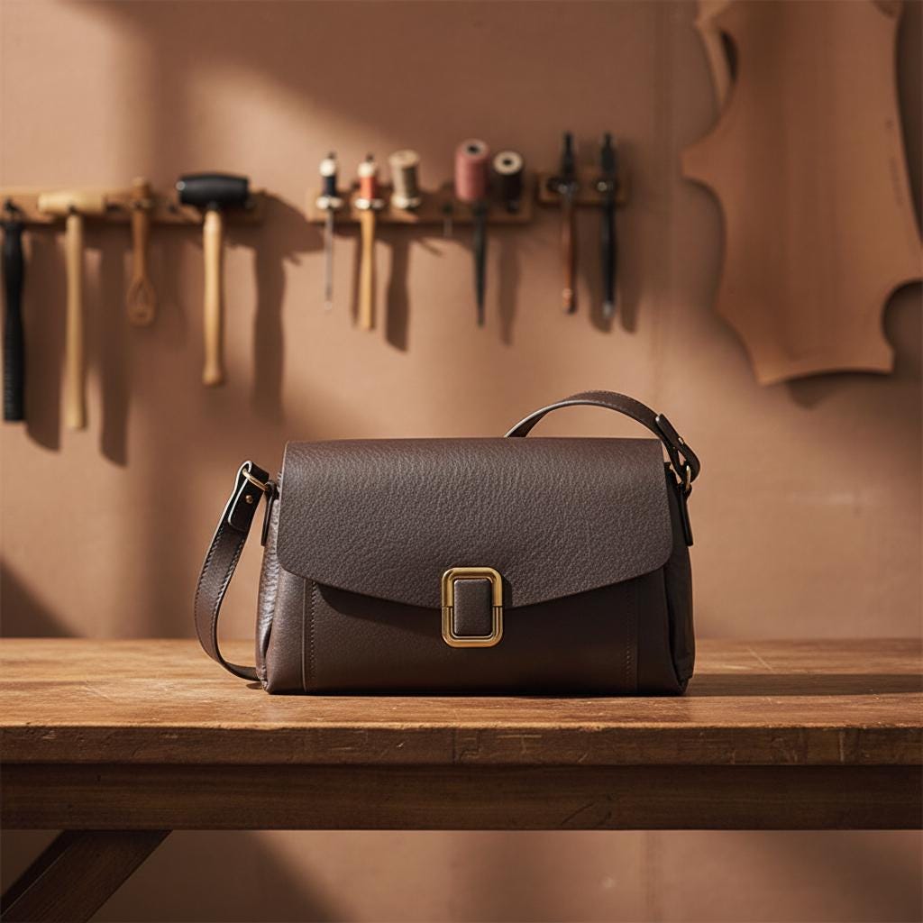 Genuine Cow Leather Shoulder Bag for Women, Soft Casual Crossbody Satchel with Zipper Closure