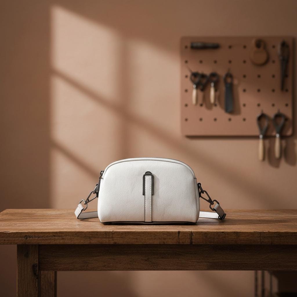 Classic Leather Crossbody Satchel – Genuine Cowhide Shoulder Bag with Zipper Closure, Everyday Vintage Purse for Women