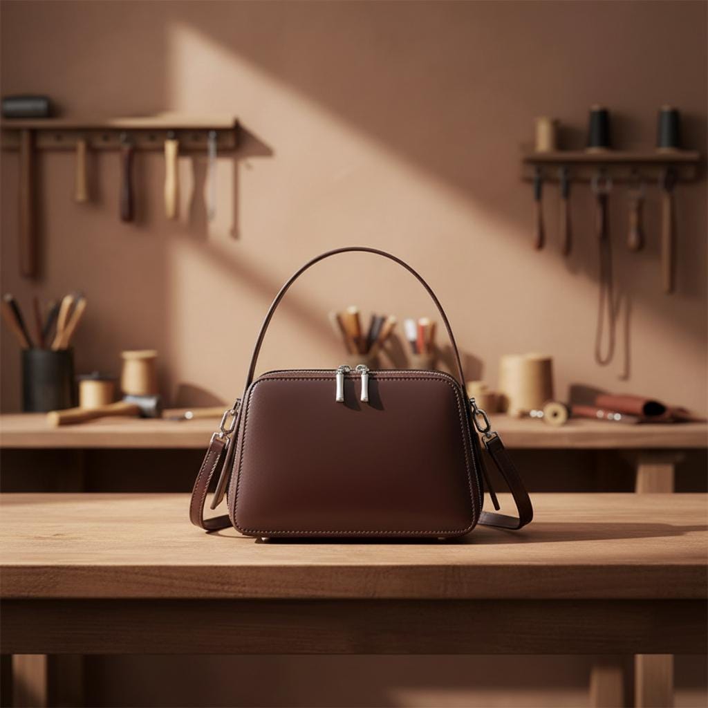 Elegant Underarm Leather Shoulder Bag – Genuine Cowhide Vintage Handbag with Structured Zip Design for Women