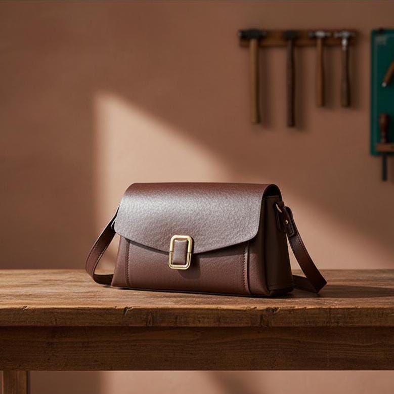 Genuine Cow Leather Shoulder Bag for Women, Soft Casual Crossbody Satchel with Zipper Closure