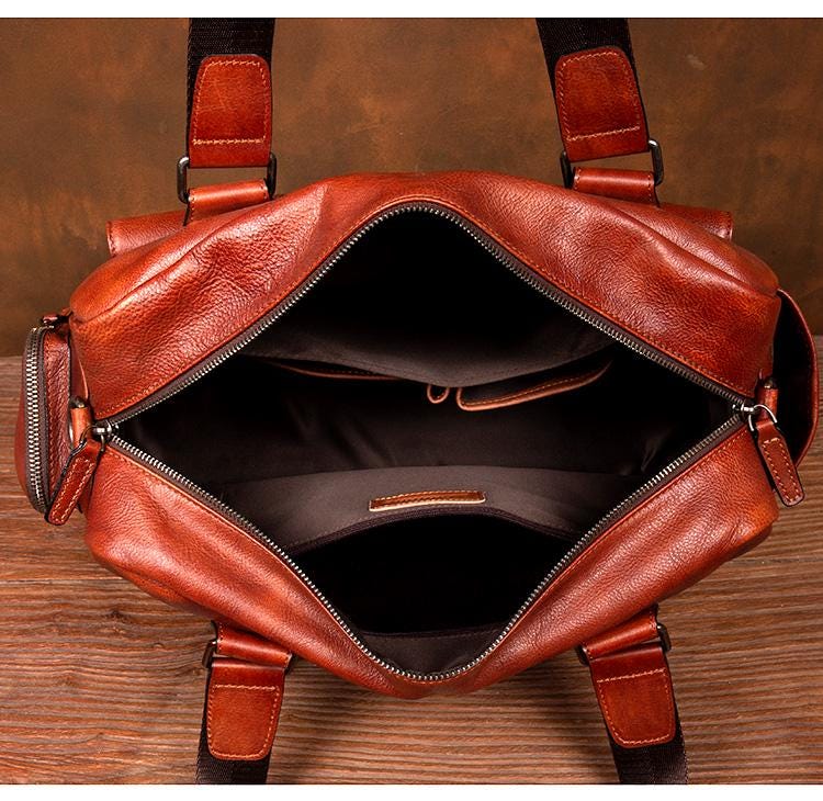Large Leather Travel Bag for Men, Genuine Leather Weekender Bag, Burgundy Business Handbag, Men's Overnight Bag, Vintage Shoulder Bag