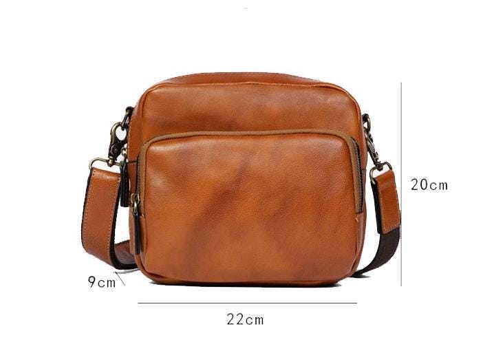 Men's Genuine Leather Crossbody Bag – Small Shoulder Messenger Bag, First Layer Cowhide Phone Bag, Vintage Everyday Travel Purse