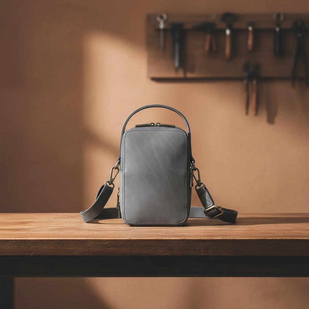 Leather Men's Crossbody Bag, Vintage Small Shoulder Phone Bag, Designer Cowhide Casual Satchel