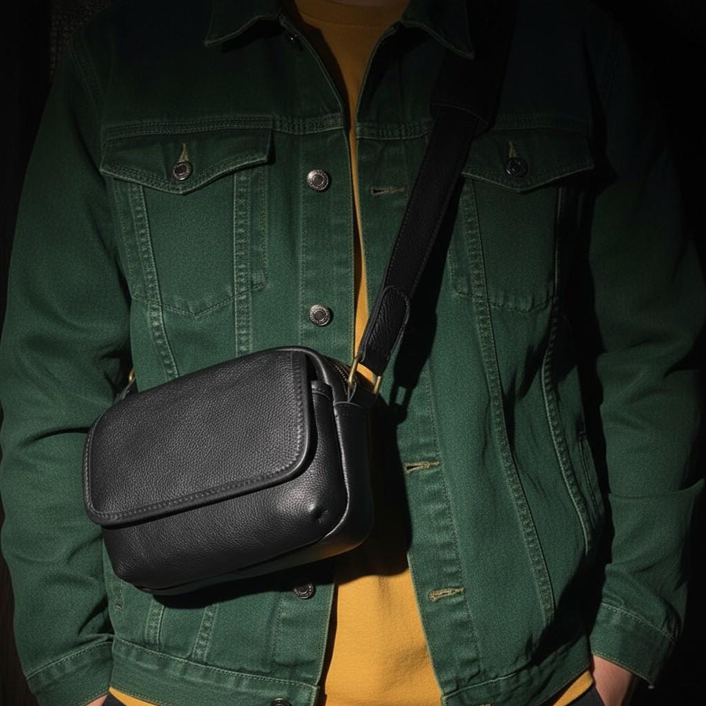 Retro Vegetable Tanned Leather Messenger Bag for Men, Small Vintage Crossbody Shoulder Bag, Compact Commuter Bag