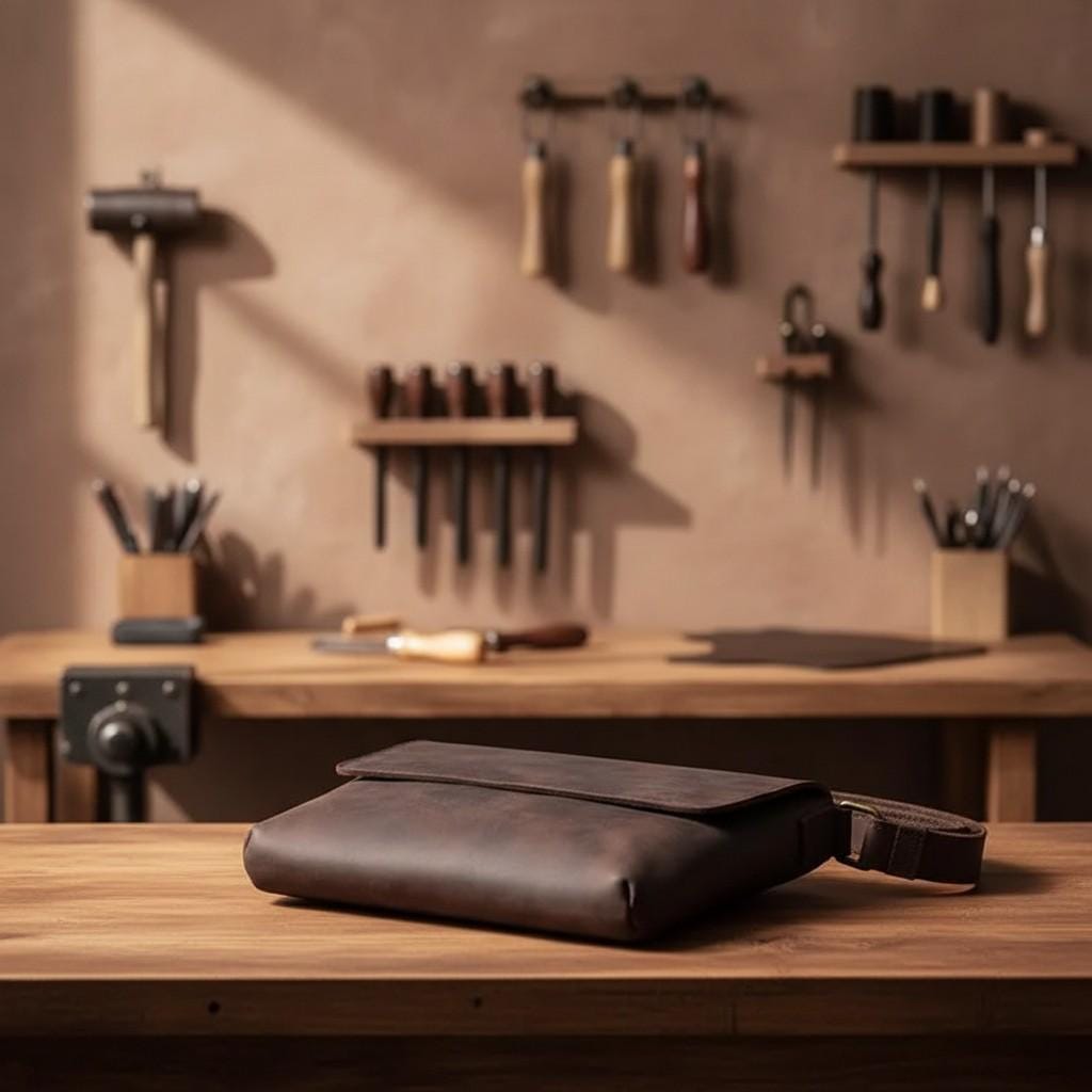 Leather Crossbody Bag for Men – Brown Vintage Cowhide Shoulder Satchel for 7.9" iPad & Everyday Carry