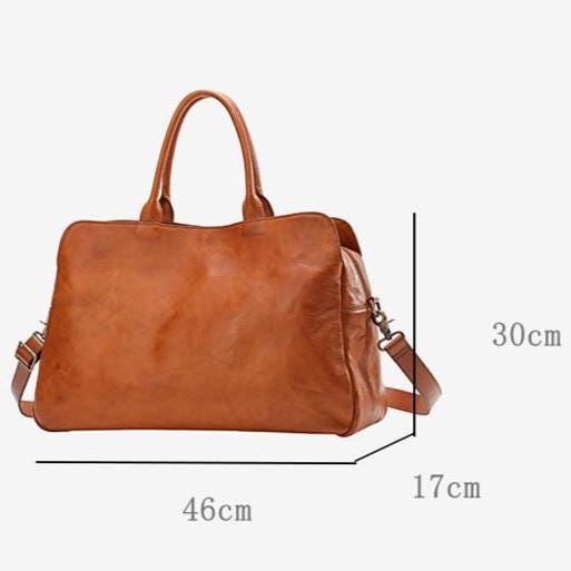Large Genuine Leather Laptop Tote Bag for Women – Vintage Cowhide Shoulder Handbag Business Travel Weekender