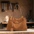 Rodeo Genuine Leather Tote Bag for Women – Large Capacity Frosted Cowhide Shoulder Handbag