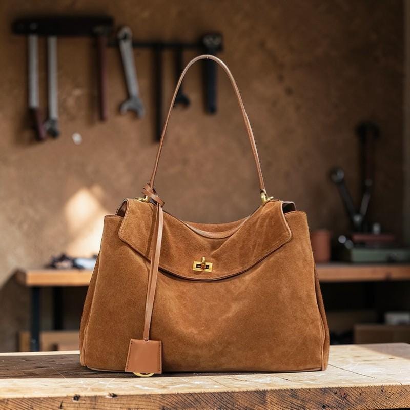 Rodeo Genuine Leather Tote Bag for Women – Large Capacity Frosted Cowhide Shoulder Handbag