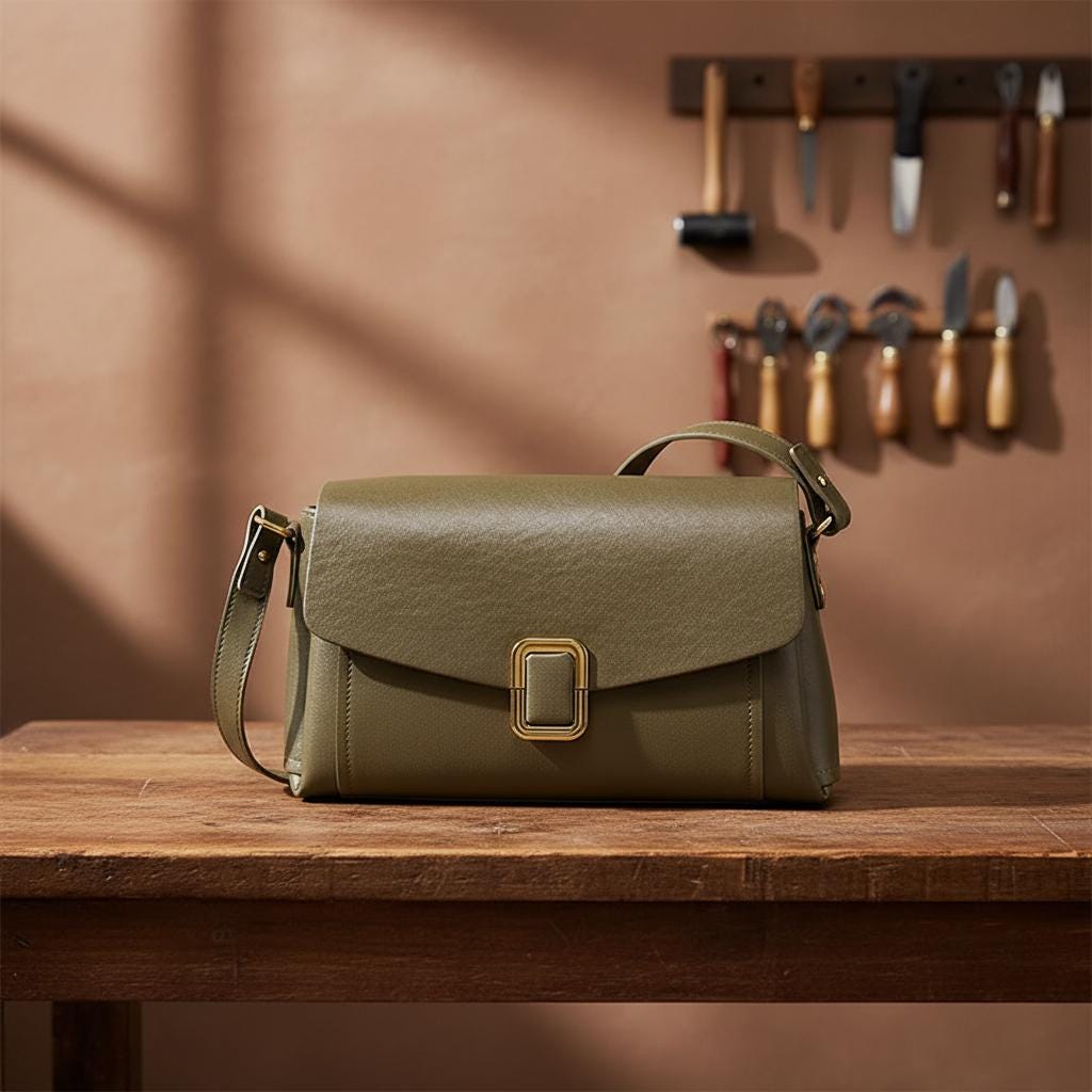 Genuine Cow Leather Shoulder Bag for Women, Soft Casual Crossbody Satchel with Zipper Closure