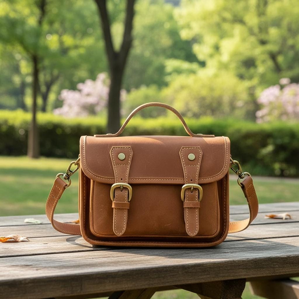 Genuine Cowhide Leather Messenger Bag for Men – Vintage Small Shoulder Bag, Crossbody Satchel, Handmade Style Daily Leather Briefcase