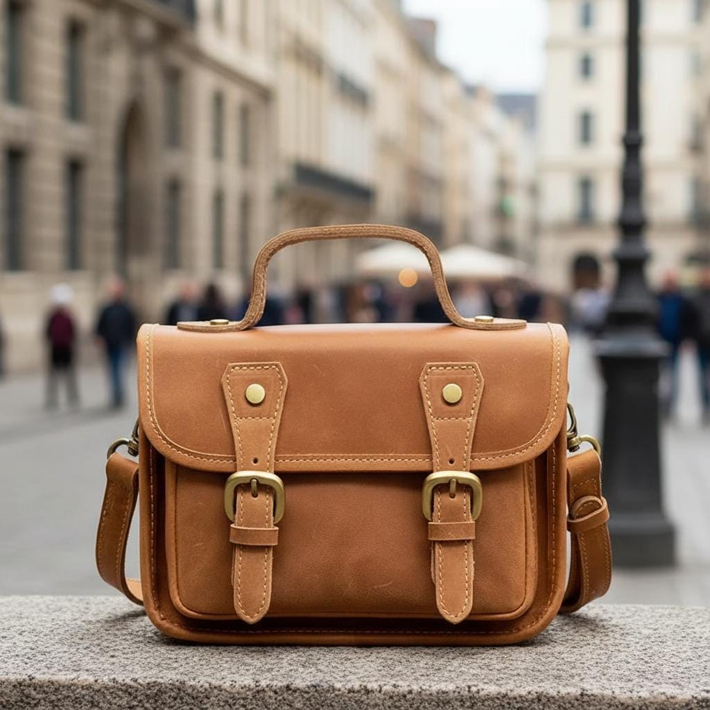 Genuine Cowhide Leather Messenger Bag for Men – Vintage Small Shoulder Bag, Crossbody Satchel, Handmade Style Daily Leather Briefcase
