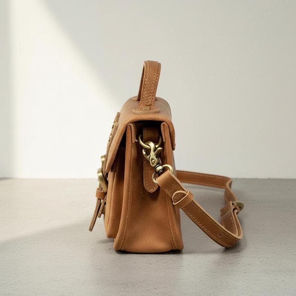 Genuine Cowhide Leather Messenger Bag for Men – Vintage Small Shoulder Bag, Crossbody Satchel, Handmade Style Daily Leather Briefcase