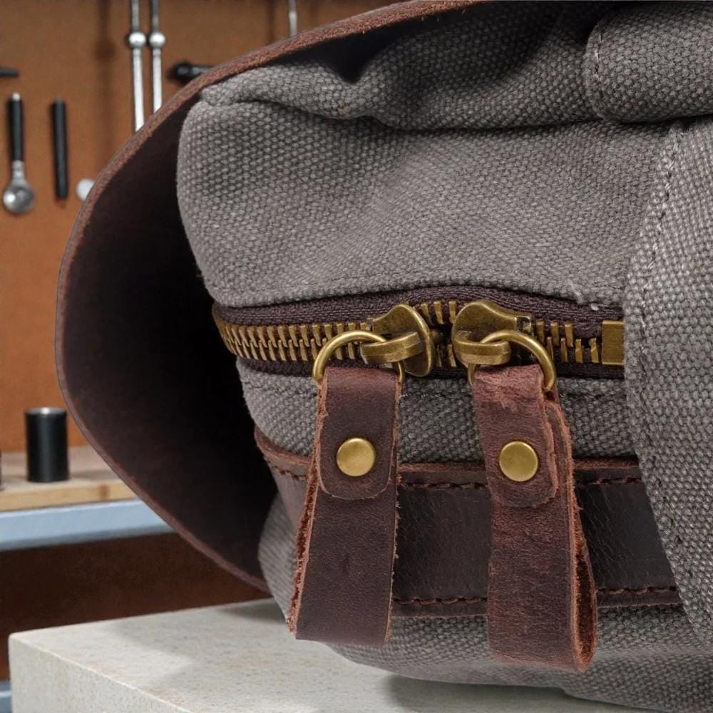 Vintage Canvas Leather Backpack – Unisex Travel Backpack, Military Laptop Backpack, Large Capacity Hiking Bag, Canvas Rucksack