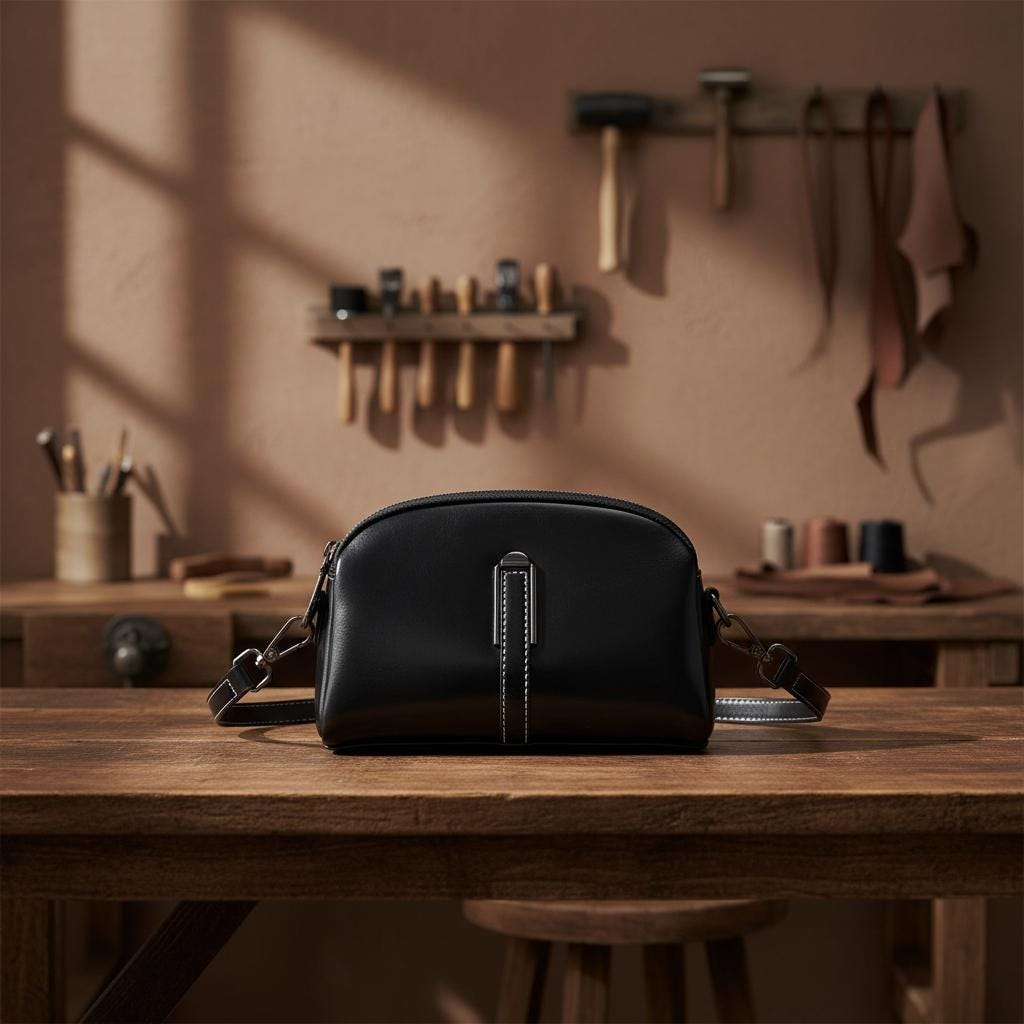 Classic Leather Crossbody Satchel – Genuine Cowhide Shoulder Bag with Zipper Closure, Everyday Vintage Purse for Women