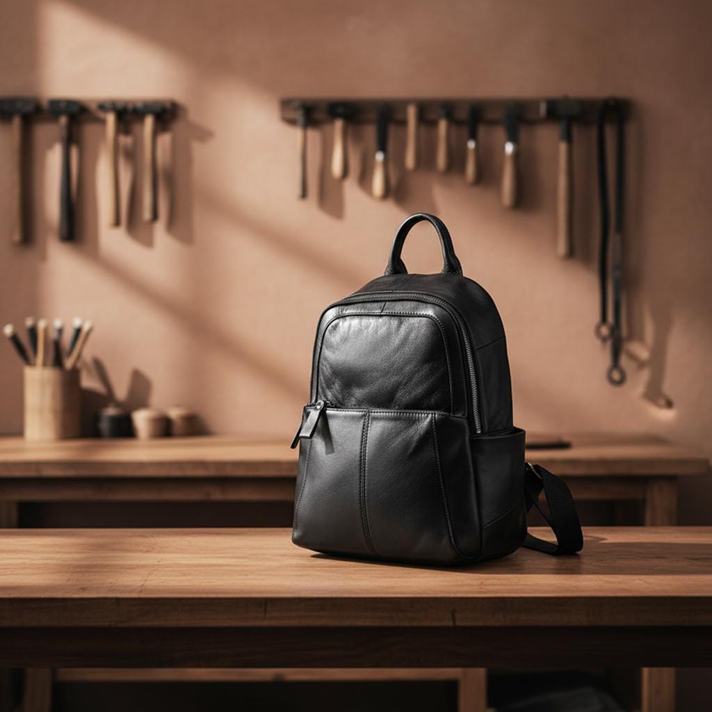 Genuine Leather Backpack for Women, Brown Cowhide Travel Rucksack, Soft Casual Everyday Bag