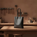 Large Genuine Leather Tote Bag for Women – Minimalist Bucket Shoulder Shopper, Soft Cowhide Everyday Work Bag