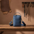 Leather Men's Crossbody Bag, Vintage Small Shoulder Phone Bag, Designer Cowhide Casual Satchel