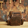 Genuine Leather Men's Crossbody Bag, Vintage Small Shoulder Satchel, Cowhide Phone Messenger Bag