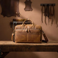 Vintage Genuine Leather Laptop Briefcase 15.6" Mens Business Bag, Retro Cowhide Crazy Horse Leather Office Shoulder Messenger Bag