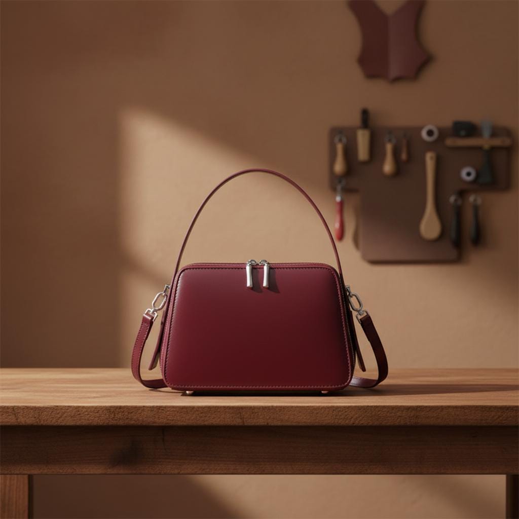 Elegant Underarm Leather Shoulder Bag – Genuine Cowhide Vintage Handbag with Structured Zip Design for Women