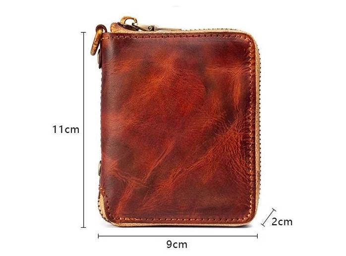 Handmade Vertical Leather Wallet, Unisex Short Wallet, Top Grain Cowhide Purse, Minimalist Retro Wallet, Slim Pocket Wallet
