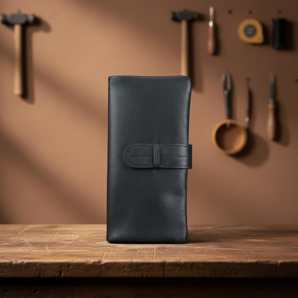 Leather Wallet for Men & Women – Vintage Bifold Clutch Purse with Strap Closure, Slim Card Holder