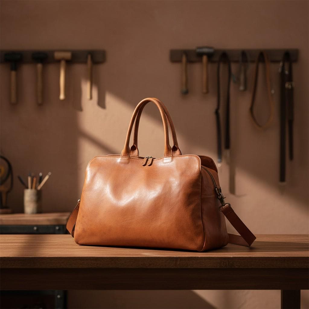 Large Genuine Leather Laptop Tote Bag for Women – Vintage Cowhide Shoulder Handbag Business Travel Weekender