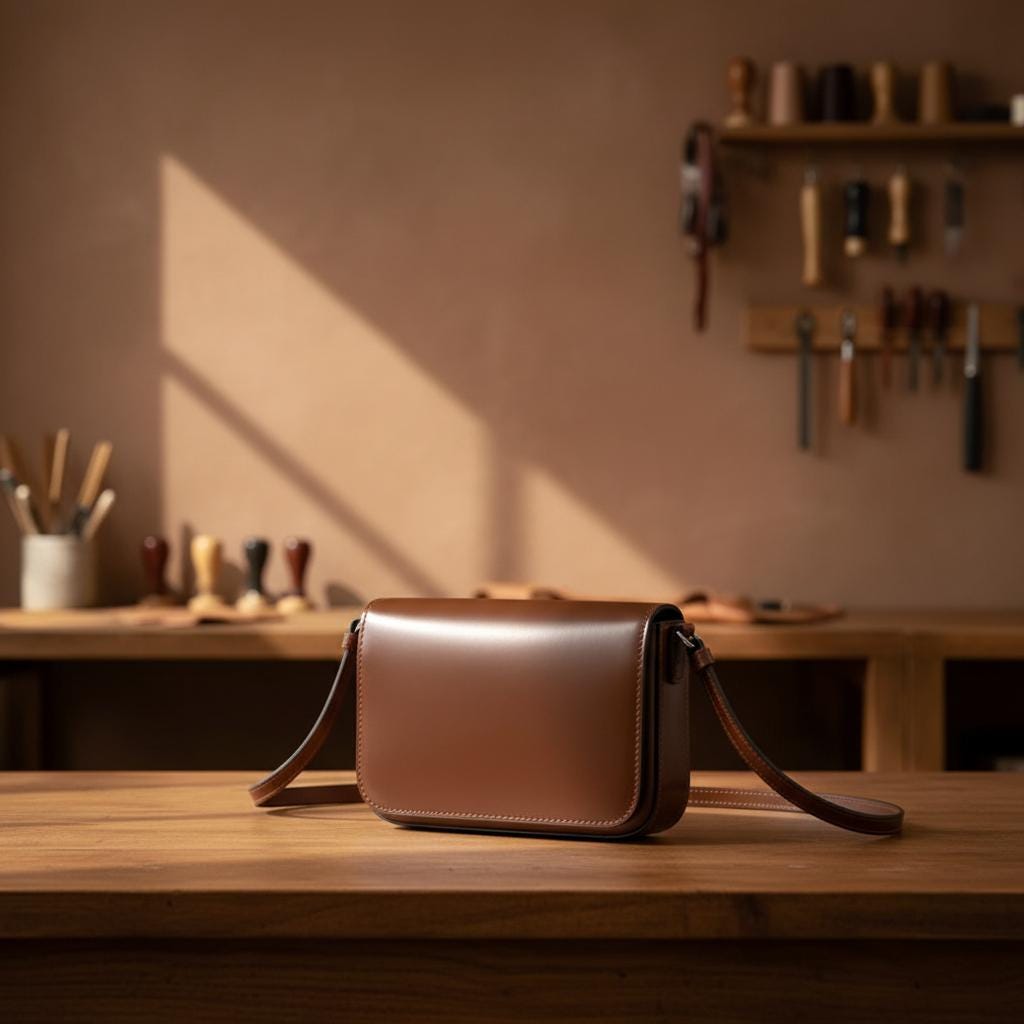 Genuine Leather Small Crossbody Bag for Women, Brown Cowhide Retro Shoulder Purse, Minimalist Flap Handbag