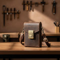 Leather Men's Crossbody Bag, Small Vintage Shoulder Phone Bag, Genuine Cowhide Casual Satchel