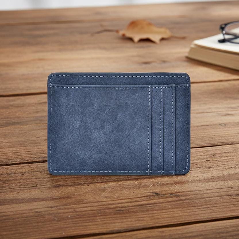 Vegan Leather Slim Card Holder Wallet, Ultra Thin Minimalist Credit Card Case for Men Women, Small Brown Pocket Wallet