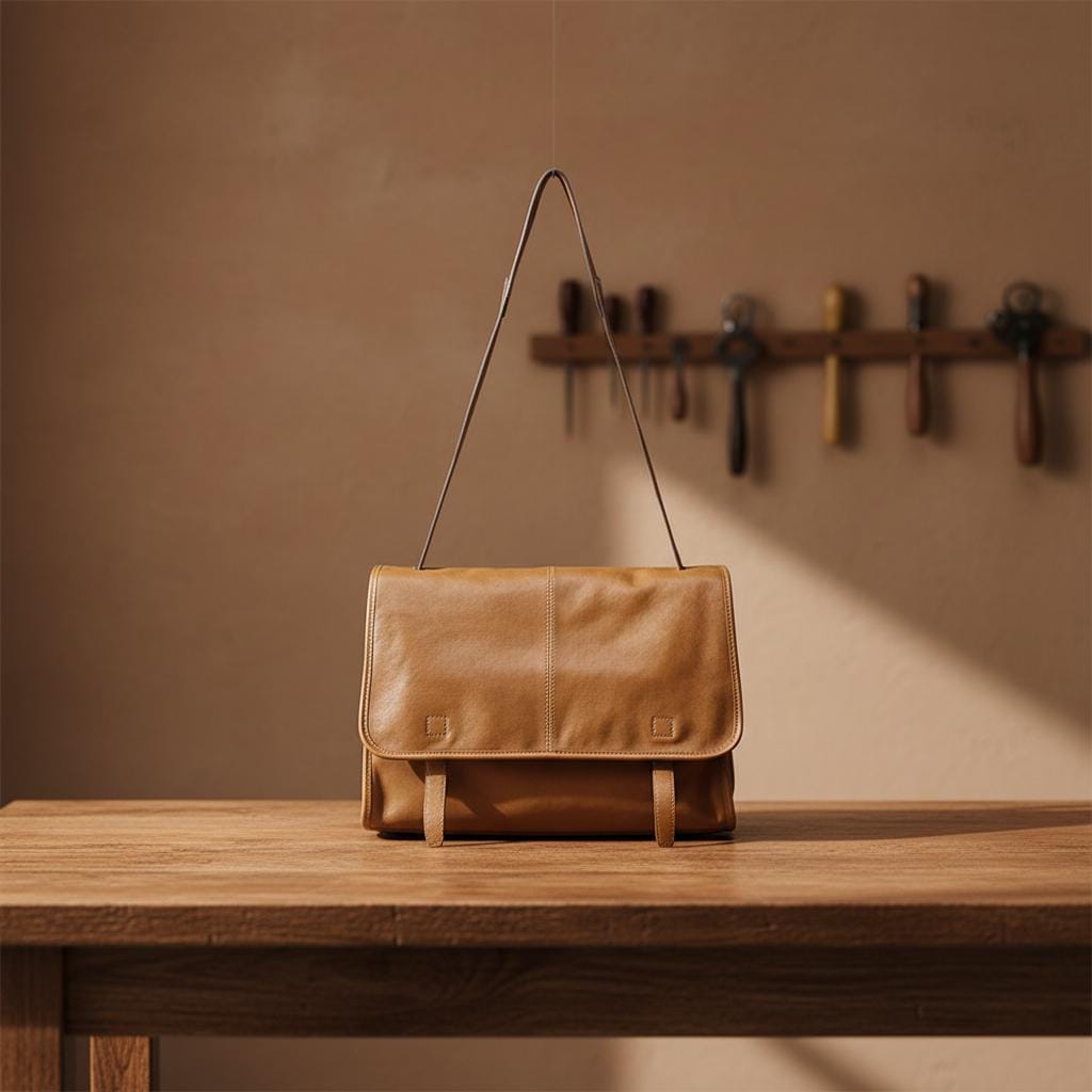 Large Genuine Leather Messenger Bag for Women, Vintage Brown Shoulder Bag, Commuter Crossbody Laptop Tote