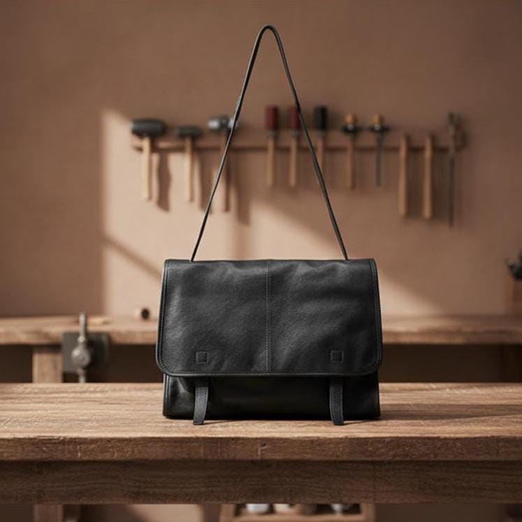 Large Genuine Leather Messenger Bag for Women, Vintage Brown Shoulder Bag, Commuter Crossbody Laptop Tote