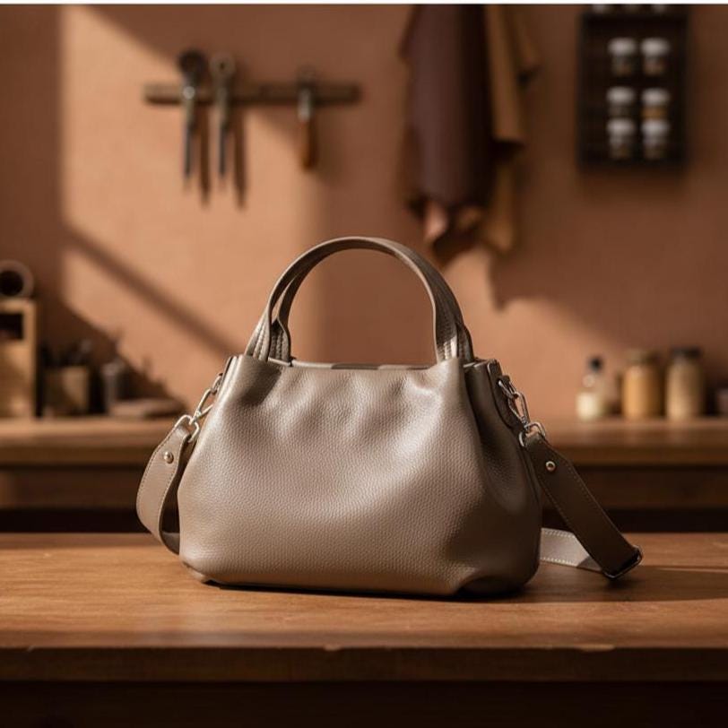 Large Genuine Cow Leather Tote Bag for Women, Soft Shoulder Crossbody Satchel, Everyday Designer Handbag