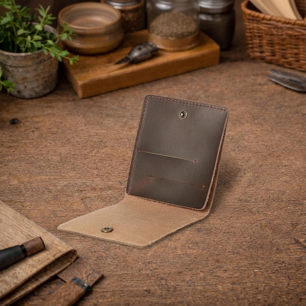 Retro Genuine Leather Bifold Wallet for Men & Women – Minimalist Slim Card Holder, Vintage Wrap Credit Card Wallet, Compact Everyday Purse