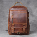 Genuine Leather Laptop Backpack 15.6" – Dark Brown Crazy Horse Vintage Work & Travel Rucksack