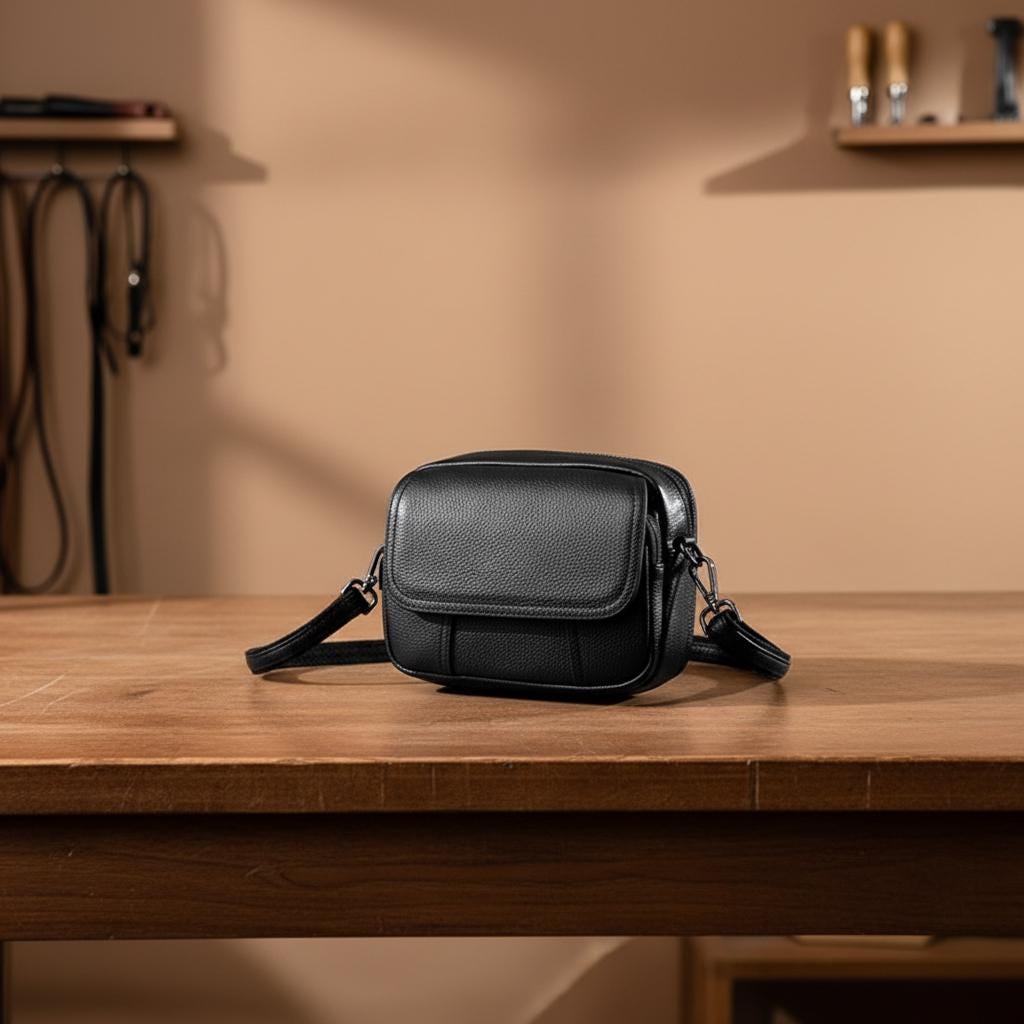 Genuine Leather Crossbody Bag for Women, Small Brown Cowhide Messenger Shoulder Purse with Flap