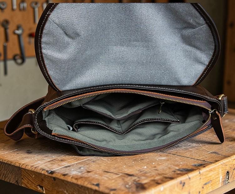 Leather Messenger Bag for Men, Large Capacity Shoulder Bag, Genuine Leather Satchel, Vintage Crossbody Bag, Commuter Work Bag, Gift for Him
