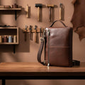 Leather Laptop Bag 13" 14" – Brown Vintage MacBook Pro Air Briefcase with Shoulder Strap