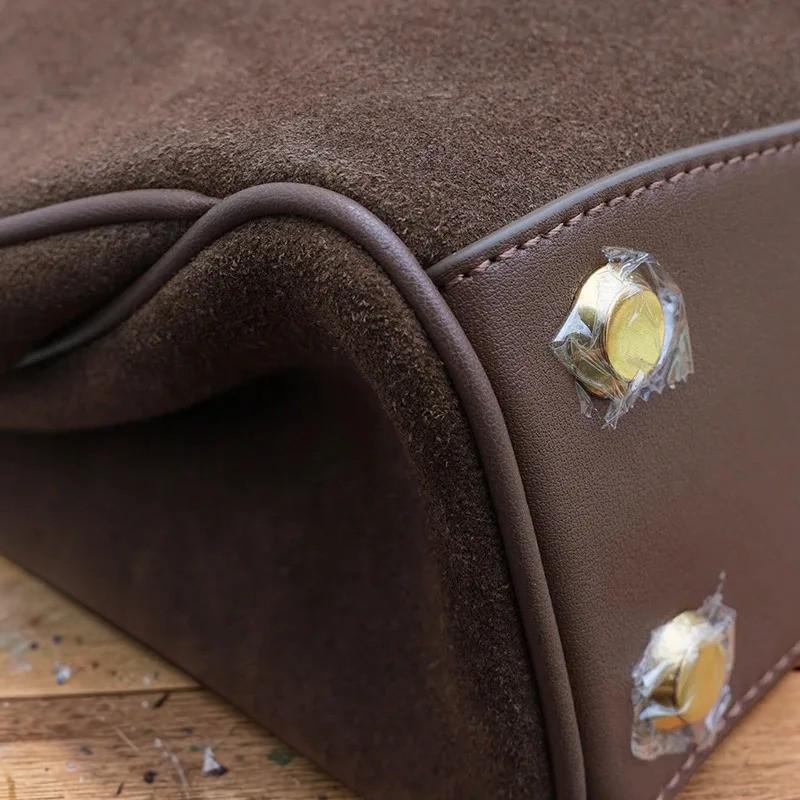 Rodeo Genuine Leather Tote Bag for Women – Large Capacity Frosted Cowhide Shoulder Handbag
