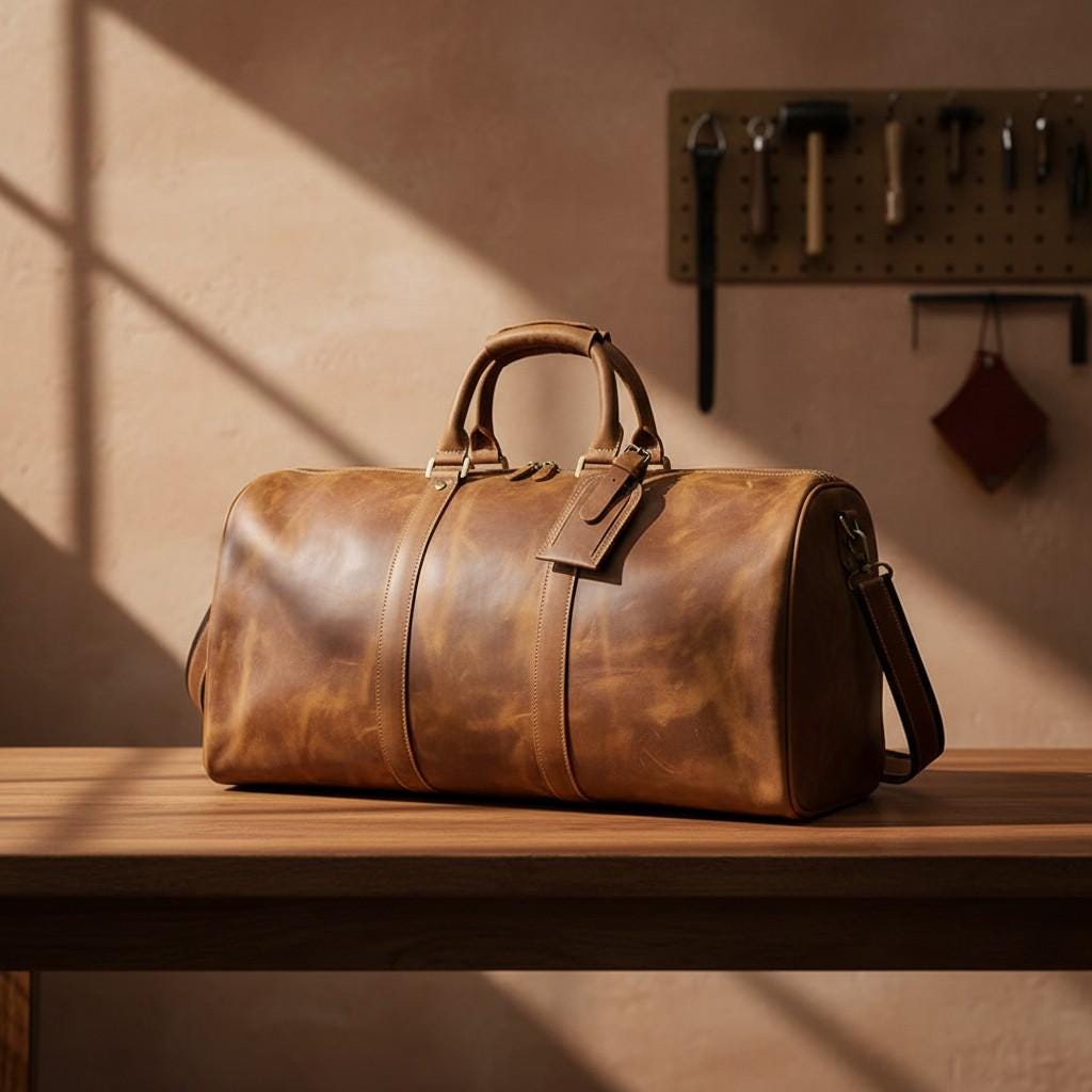 Leather Weekender Bag – Vintage Travel Duffle Bag, Mens Carry On Leather Bag, Overnight Bag with Shoe Compartment, Large Gym Travel Bag