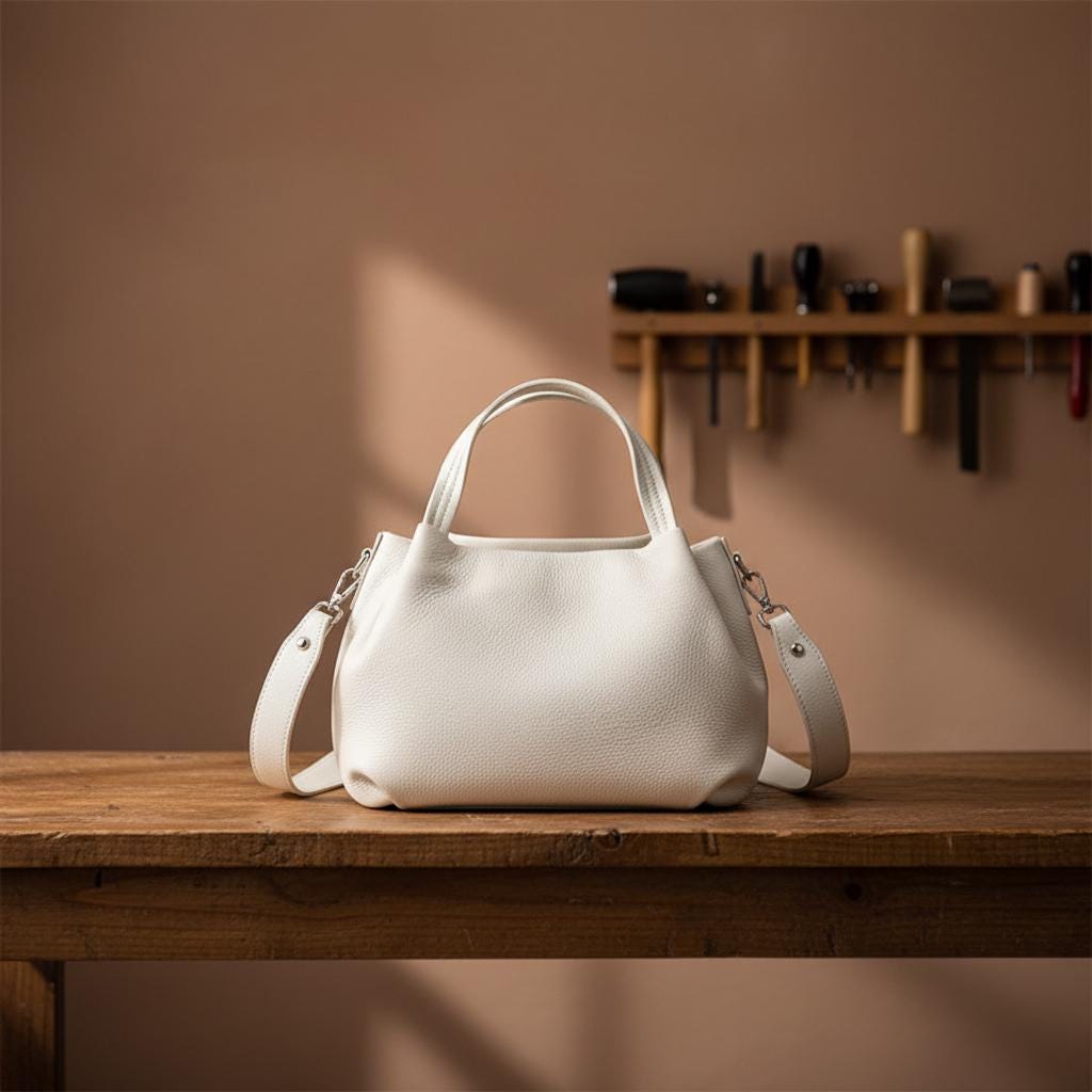 Large Genuine Cow Leather Tote Bag for Women, Soft Shoulder Crossbody Satchel, Everyday Designer Handbag