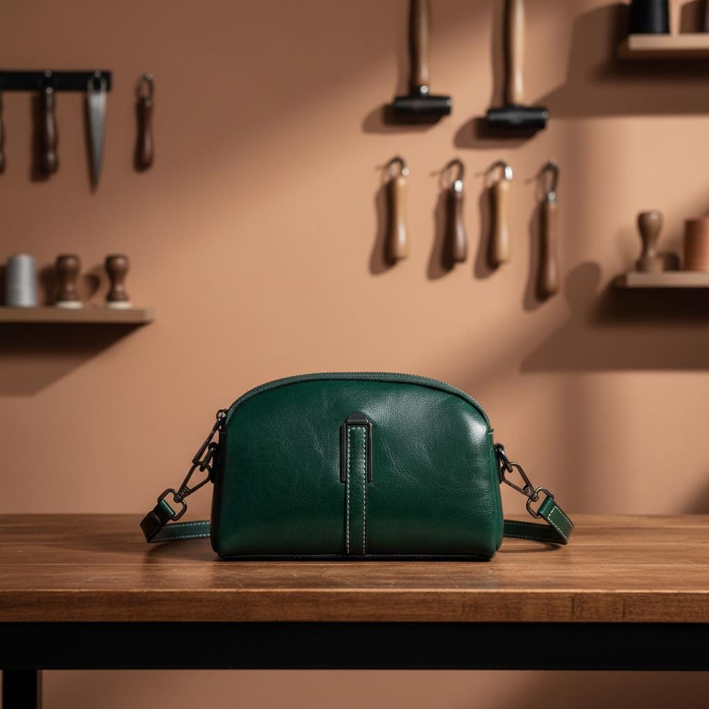 Classic Leather Crossbody Satchel – Genuine Cowhide Shoulder Bag with Zipper Closure, Everyday Vintage Purse for Women