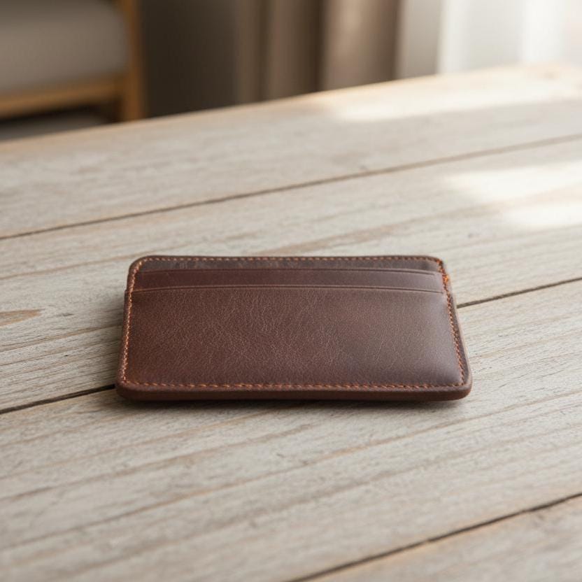 Slim Genuine Leather Card Holder Wallet for Men, Minimalist Cowhide Credit Card Case, Front Pocket Small Wallet, Gift for Him