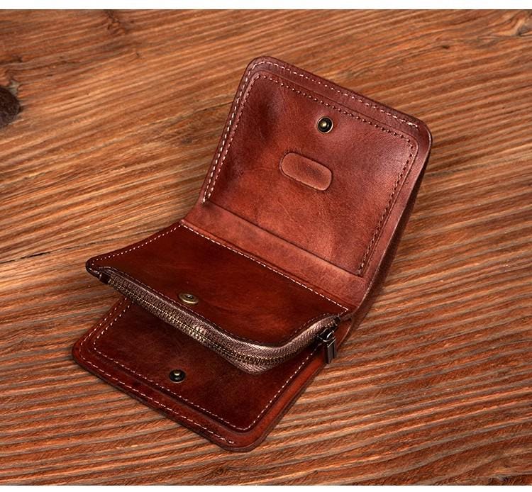 Vertical Leather Wallet for Men, Personalized Minimalist Bifold, Genuine Cowhide Retro Wallet, Slim Card Holder