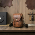 Leather Men's Sling Bag, Vintage Crossbody Waist Bag, Cowhide Casual Travel Phone Pouch