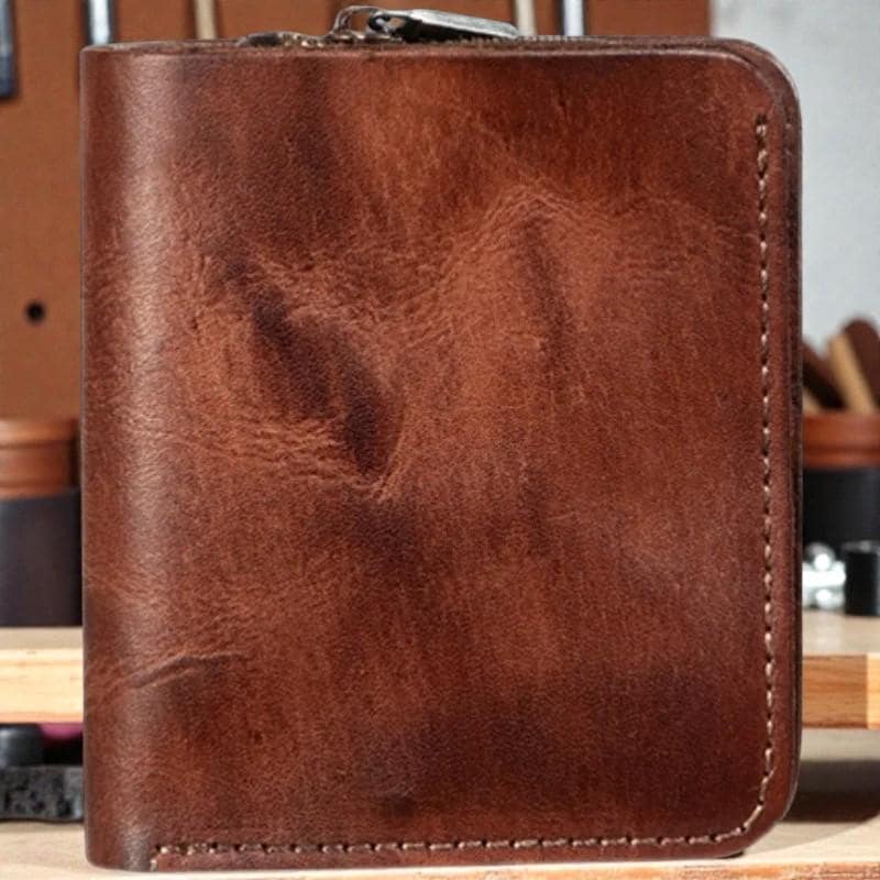 Vertical Leather Wallet for Men, Personalized Minimalist Bifold, Genuine Cowhide Retro Wallet, Slim Card Holder