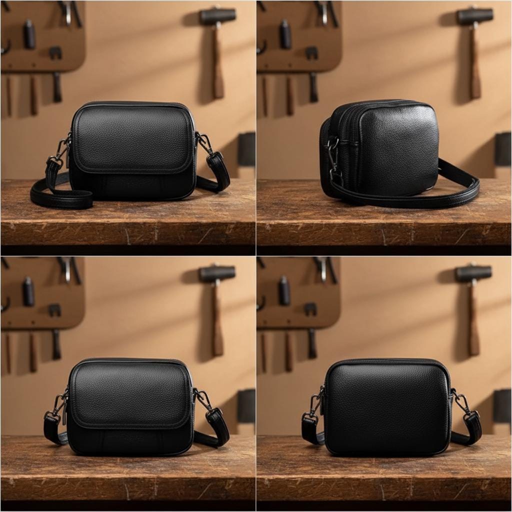 Genuine Leather Crossbody Bag for Women, Small Brown Cowhide Messenger Shoulder Purse with Flap