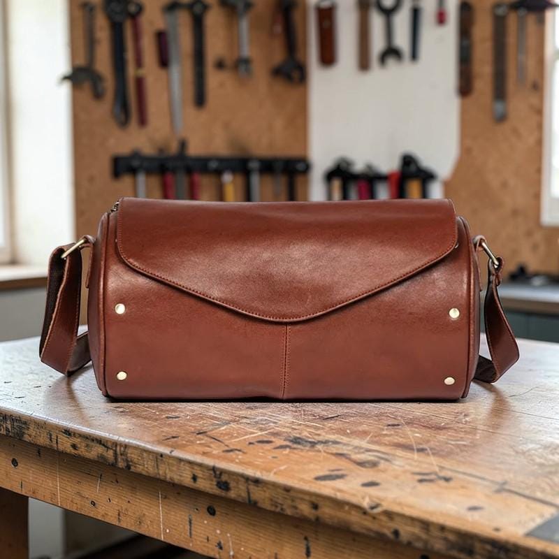 Leather Sling Bag for Men, Vintage Crossbody Backpack, Genuine Leather Chest Bag, Casual Travel Daypack, Motorcycle Bag