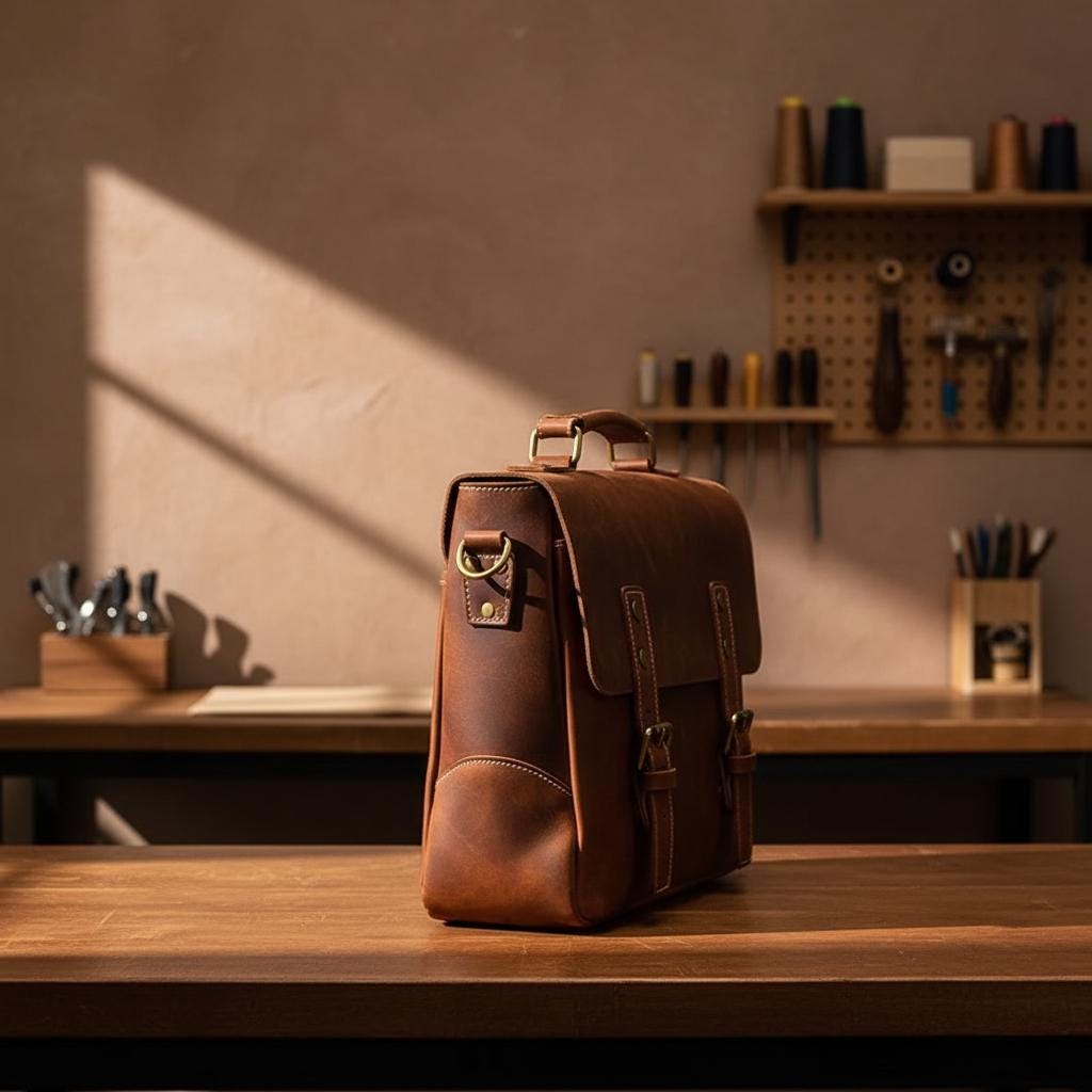 Vintage Genuine Cowhide Leather Briefcase for Men, Brown A4 Laptop Bag 14-15 Inch, Classic Office Messenger Shoulder Bag